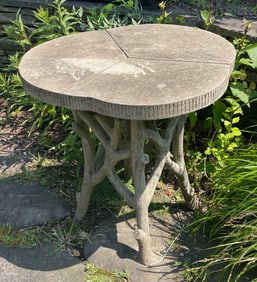 Faux Bois Sculpted Concrete Side Table