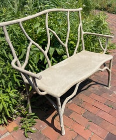 Faux Bois Sculpted Concrete Settee Bench