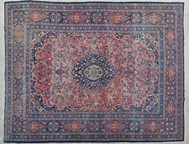 Antique Persian Mashad Hand Knotted Wool Oriental Carpet