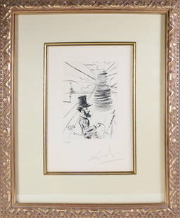 Salvador Dali Limited Edition Dry Point Etching "Toulouse Lautrec": Salvador Dali (France/Spain 1904-1989) Limited Edition Dry Point Etching "Toulouse Lautrec", from his Immortals of Art series, edition #125/250; the etching portrays Henri de Toulouse Lautrec, a famou