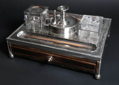 Antique Sheffield Silver Ink Stand, early 19th Century