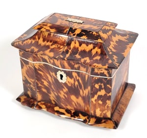 English Regency Antique Tortoiseshell Pagoda Tea Caddy, 19th Century