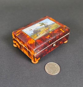 British Regency Antique Tortoiseshell Stamp Box, 19th Century