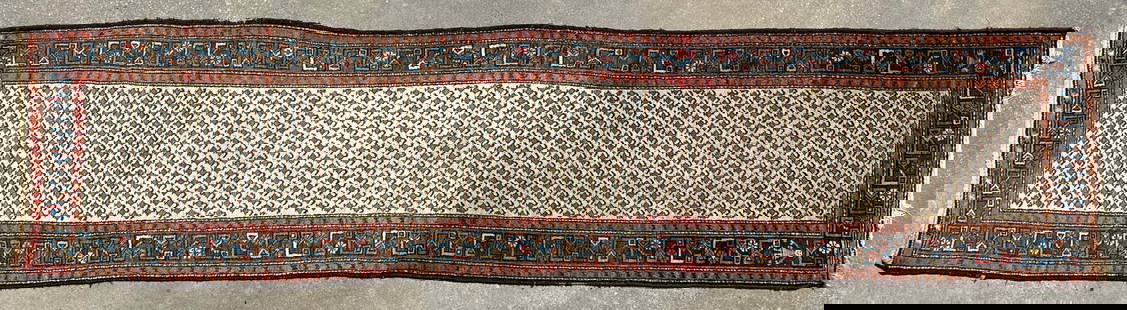 Hand Knotted Antique Northwest Persian Tribal Oriental Carpet Runner, circa 1890-1920: Hand Knotted Antique Northwest Persian Tribal Oriental Carpet Runner, circa 1890-1920 12 ft. 10 in. x 3 ft.