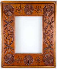 Antique Floral Relief Carved Decorated Frame, 19th century