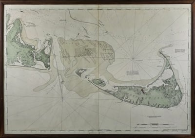 Vintage 1966 Hand Colored Topographical Map of Nantucket