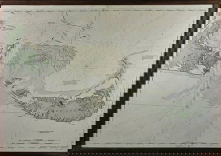 Vintage 1966 Hand Colored Topographical Map of Nantucket: Vintage 1966 Hand Colored Topographical Map of Nantucket, Barre Publishers, with partial chart of Marthas Vineyard, printed lower right, Published according to Act of Parliament June 1st 1776 by I.F.W