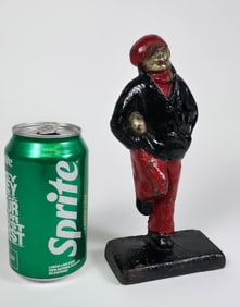 Antique Cast Iron Figural Football or Rugby Player Doorstop, circa 1920s