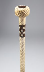 Whaler Made Bugle Braid Grip Walking Stick, mid 19th Century