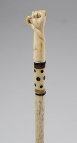 Whaler Made Youth Walking Stick, 19th Century