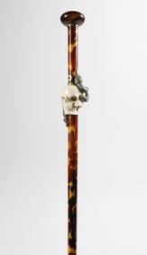 Continental Gold and Soapstone Walking Stick, 19th Century