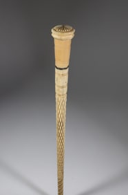 Whaler Made Capstan Knob Grip Walking Stick, mid 19th Century