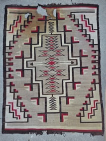 Vintage Navajo Cutter Rug in as Found Condition