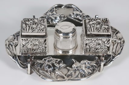 Chinese Export Silver Ink Stand, 19th Century