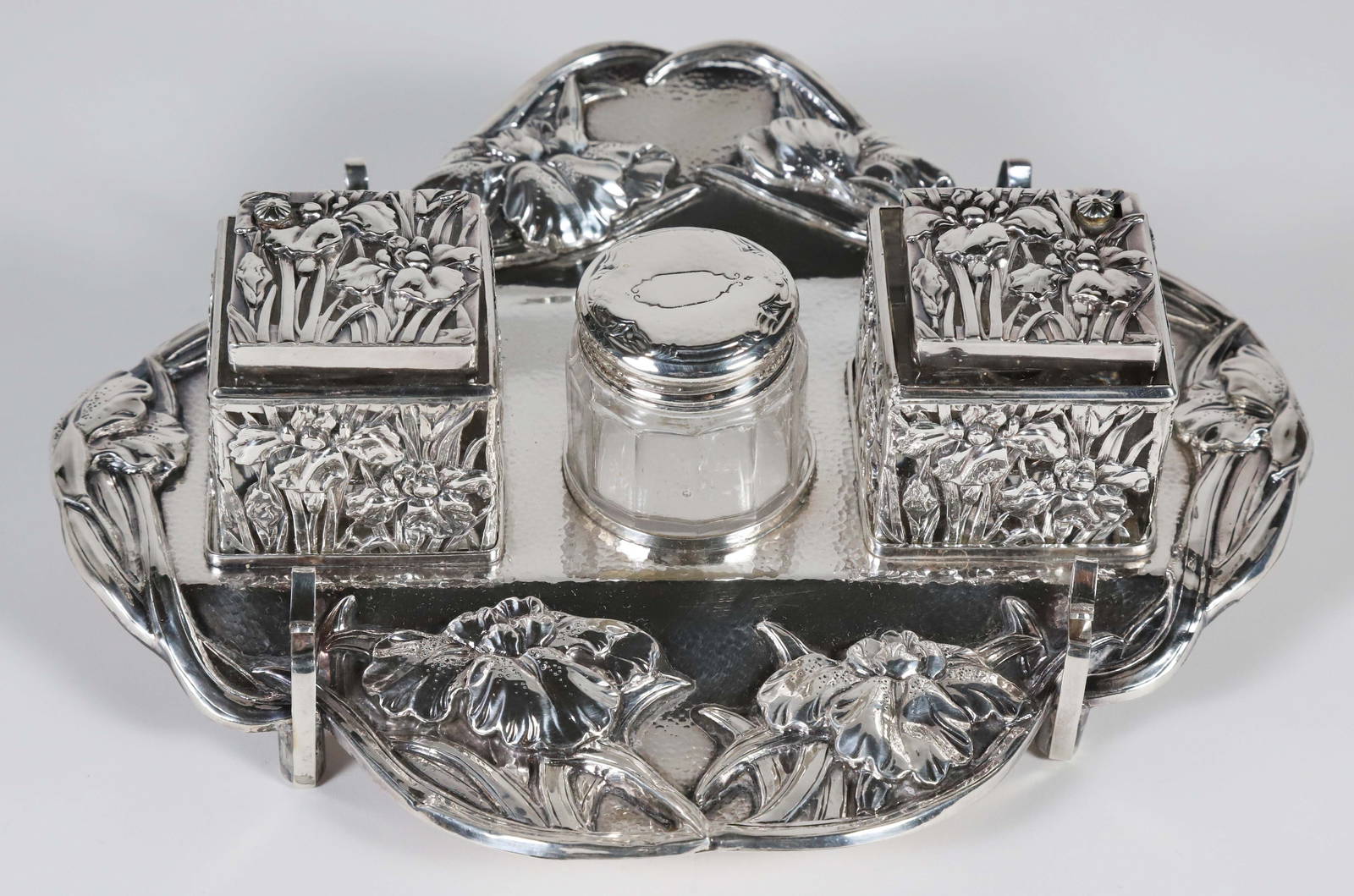 Chinese Export Silver Ink Stand, 19th Century