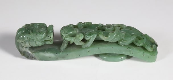 Chinese Jadeite Dragon Belt Hook, 19th / 20th Century