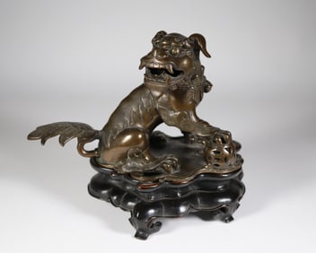 Antique Chinese Bronze Foo Dog Sensor, 18th / 19th Century