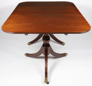 Regency Mahogany Double Pedestal Dining Table with Three Leaves, 19th Century