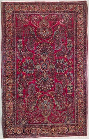 Vintage Hand Knotted Wool Sarouk Scatter Rug