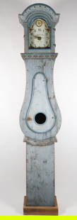 Gustavian Swedish Mora Powder Blue Tall Case Clock, circa 1899: Gustavian Swedish Mora Powder Blue Tall Case Clock, circa 1899 Height 90.5 in. Width 18 in. Depth 10 in.