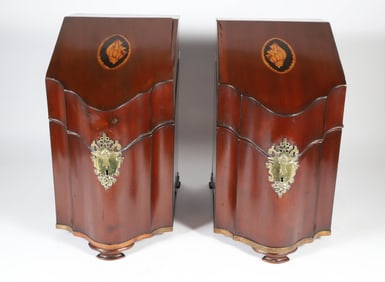 Fine Pair of Georgian Inlaid Mahogany Knife Boxes, 19th Century