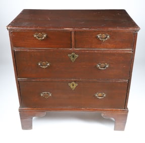 Diminutive English Oak Chest of Four Drawers, 18th Century
