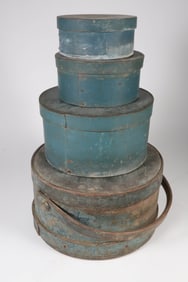 Group of Four Blue Painted Pantry Boxes, 19th Century