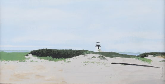 John Austin Tempera on Artist Board "Brant Point Light, Nantucket"