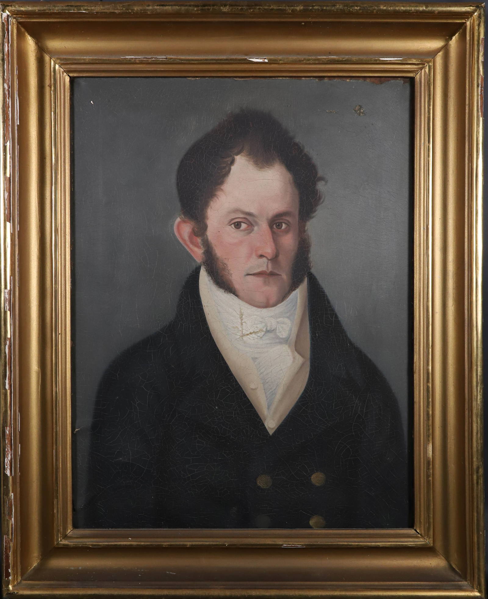 Chinese Export Oil on Canvas \"Portrait of a Sea Captain\" Attributed to Spoilum, 19th Century