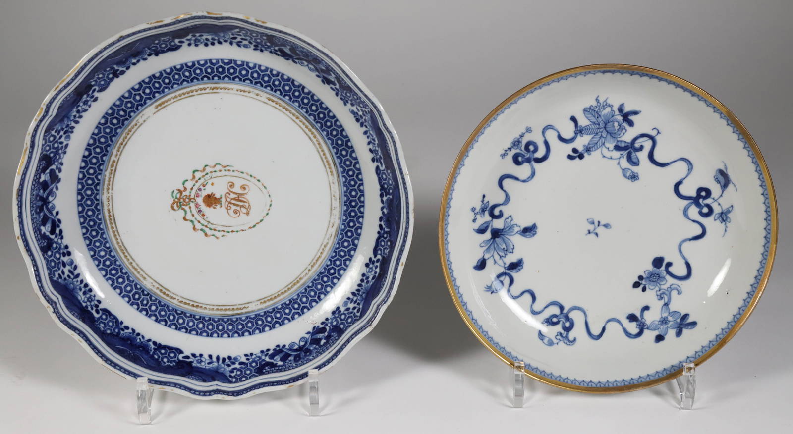 Two Chinese Export Blue and White Shallow Bowls, 18th/19th Century