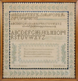 Boston School Girl Sampler Wrought by Isabella Jackson, June 29, 1826