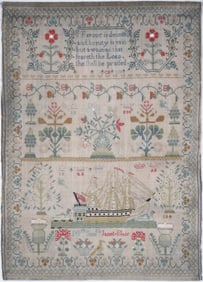 Fine English Sampler Wrought by Janet Blair  - Mrs. Smith, early 19th Century