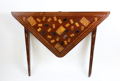 Dutch Marquetry Folding Gate Leg Card Table, circa 1800