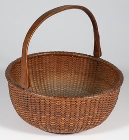 Antique Open Round Swing Handle Nantucket Basket