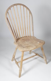 Rare Nantucket Nine Spindle Bow Back Windsor Side Chair, Stamped "BB", circa 1817