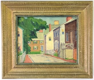 George Lear (1879-1956) “School Street, Nantucket” Oil on Board Painting