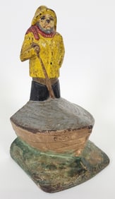 Antique Cast Iron Cap’n Eri Old Salt Fisherman & Boat Doorstop