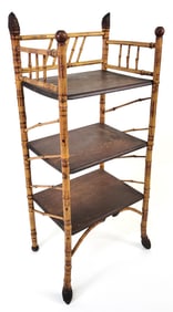 Fancy Antique 19th C.  Bamboo and Oak Etagere Bookshelf
