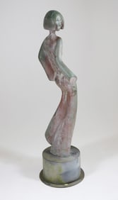 David Hostetler (1926-2015) Patina Bronze Stylized Female Sculpture