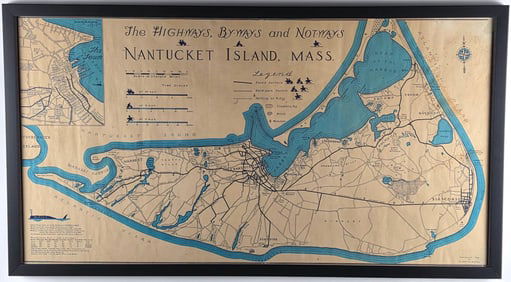 Robert Newton Mayall, “The Highways, Byways and Notways” Map of Nantucket Island