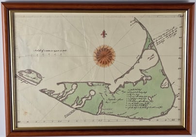 Rare 1795 Map of Nantucket Island Hand Colored Engraving