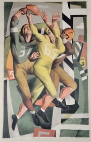 Benton Murdoch Spruance “Forward Pass” Color Lithograph Print, 1944