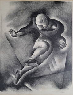 Benton Murdoch Spruance “Ball Carrier” Lithograph Print, 1933: Benton Murdoch Spruance (1904-1967) “Ball Carrier&rdquo; Lithograph Print, 1933, number 6 from edition of 21, inscribed and titled lower left in pencil and signed in pencil lower right. Sight 13 in.