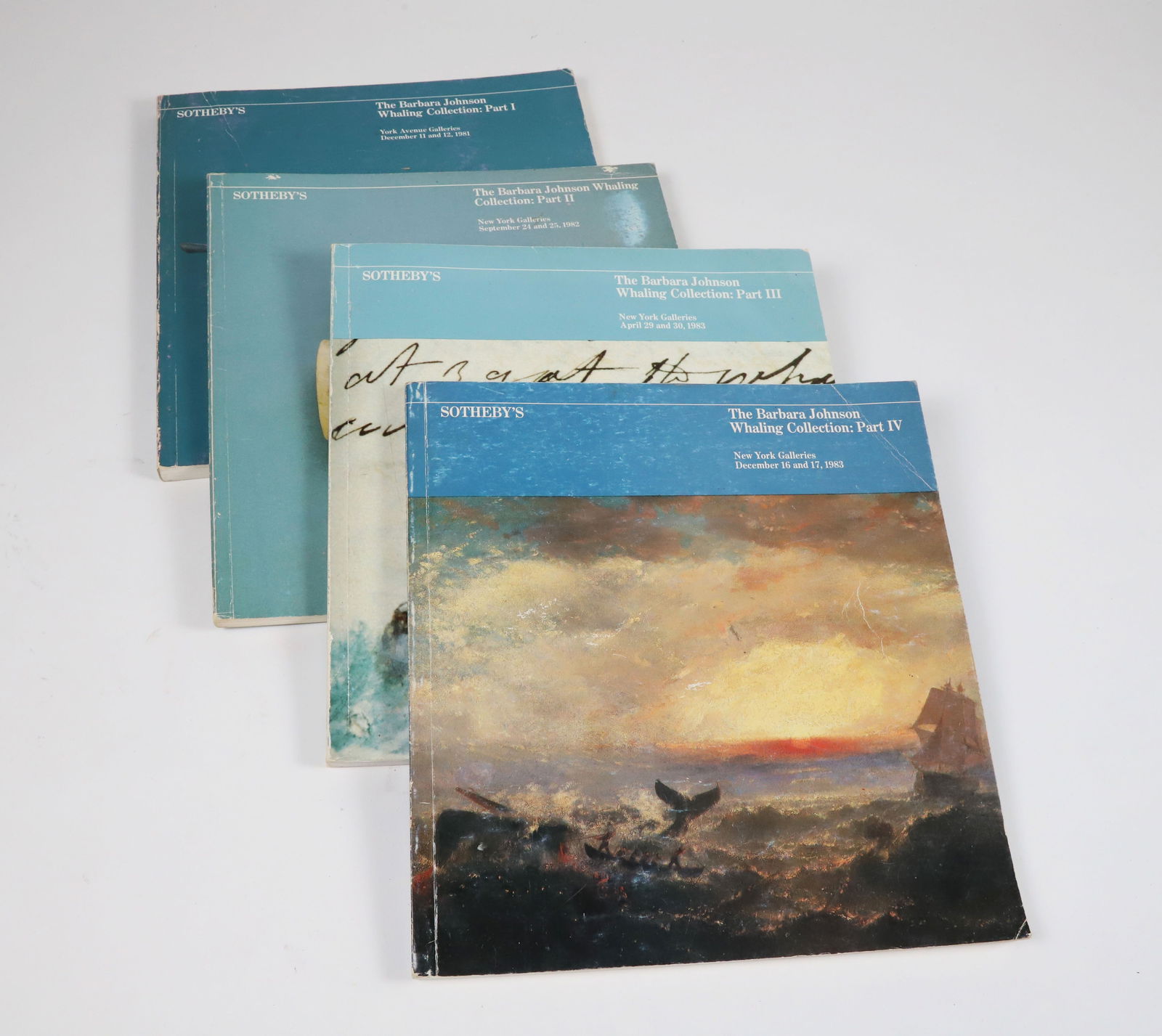 Four Sotheby's Auction Catalogs: Barbara Johnson Whaling Collection Part I, II, III, IV