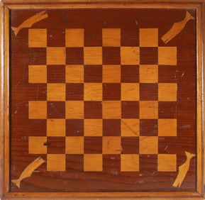 Vintage Wood Gameboard with Inlaid Sperm Whale Corners