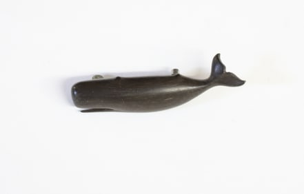 Charlie Sayle Sr. Carved Ebony Sperm Whale Pin
