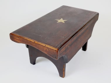 Sailor Made Whale Bone Inlaid Cricket Stool, 19th Century
