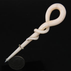 Entwined Snake Bodkin with Baleen Eyes, 19th Century