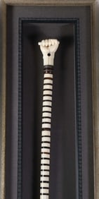 Fine Whaler Made Clenched Fist Walking Stick, circa 1850, in Custom Shadowbox Frame