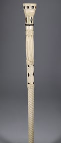 Whaler Made Antique Narwhal Massive and Hefty Captain's Inlaid Walking Stick, 19th Century